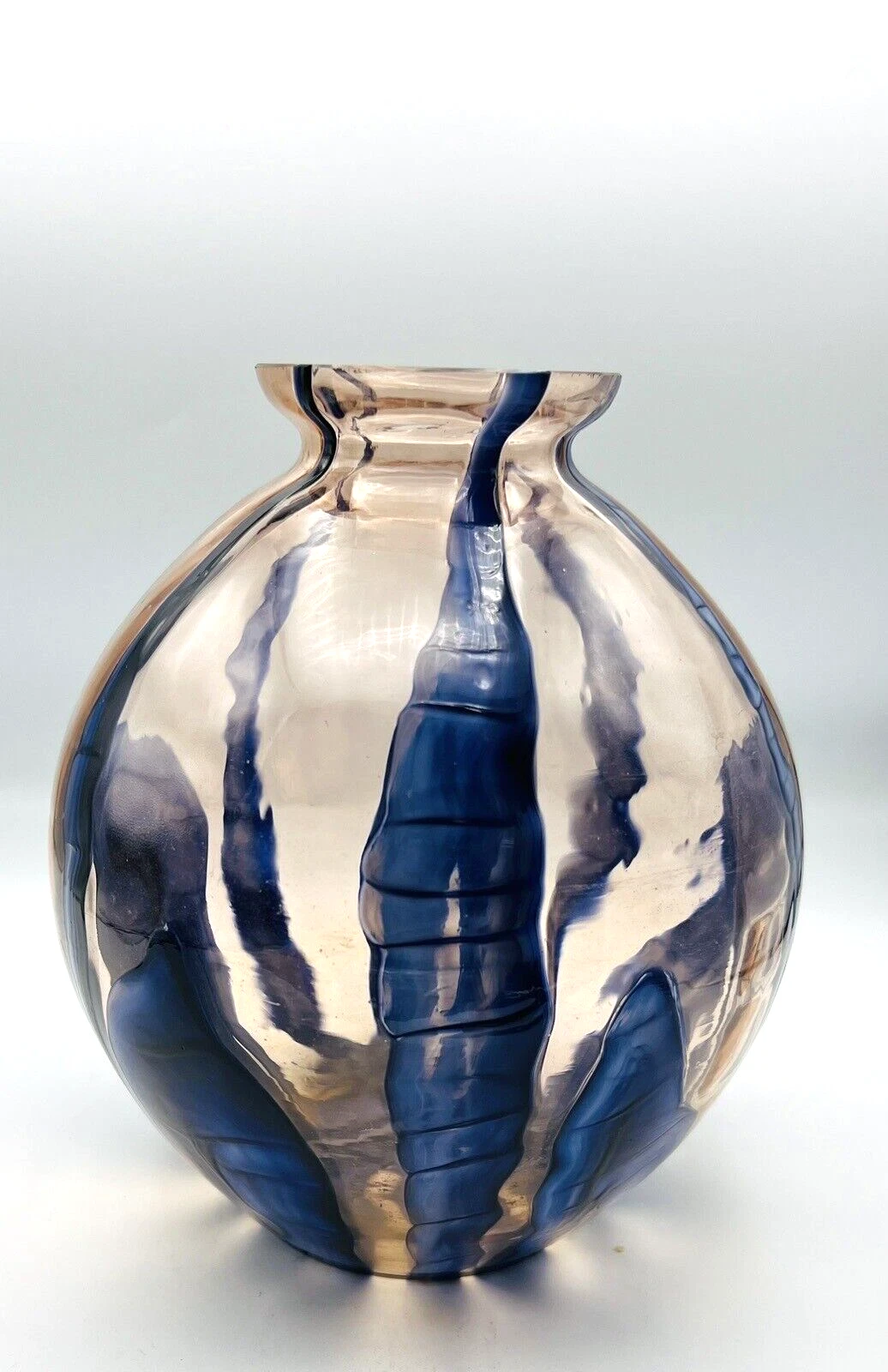 Vintage Art Deco Style Decorative Glass Vase – Blue & Pink Finish